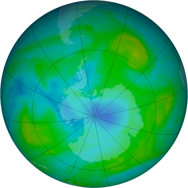 Antarctic ozone map for 09 February 1989